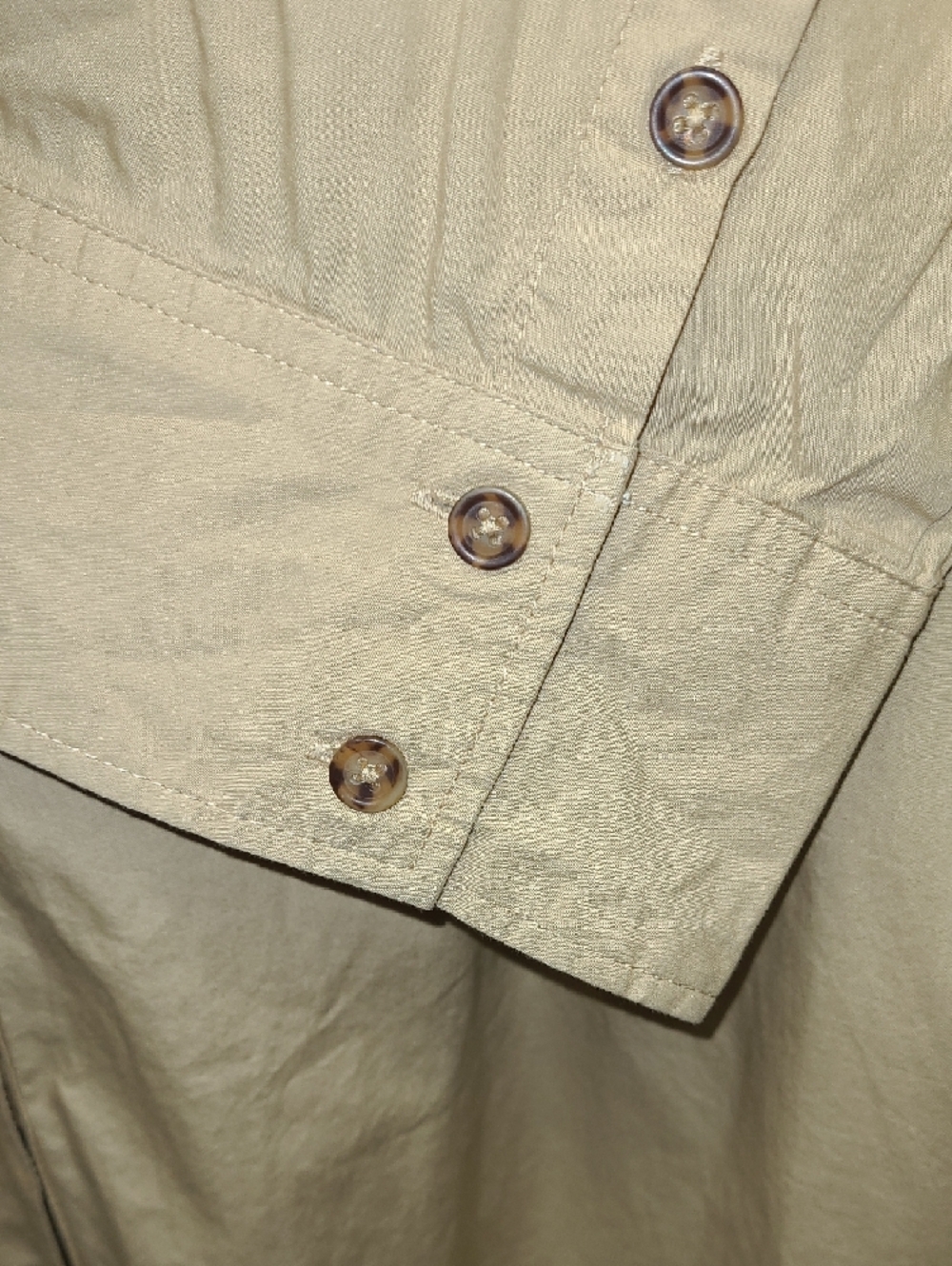 Bitten by Sarah Jessica Parker Cotton khaki Tan button down casual Shirt Dress - Picture 4 of 11